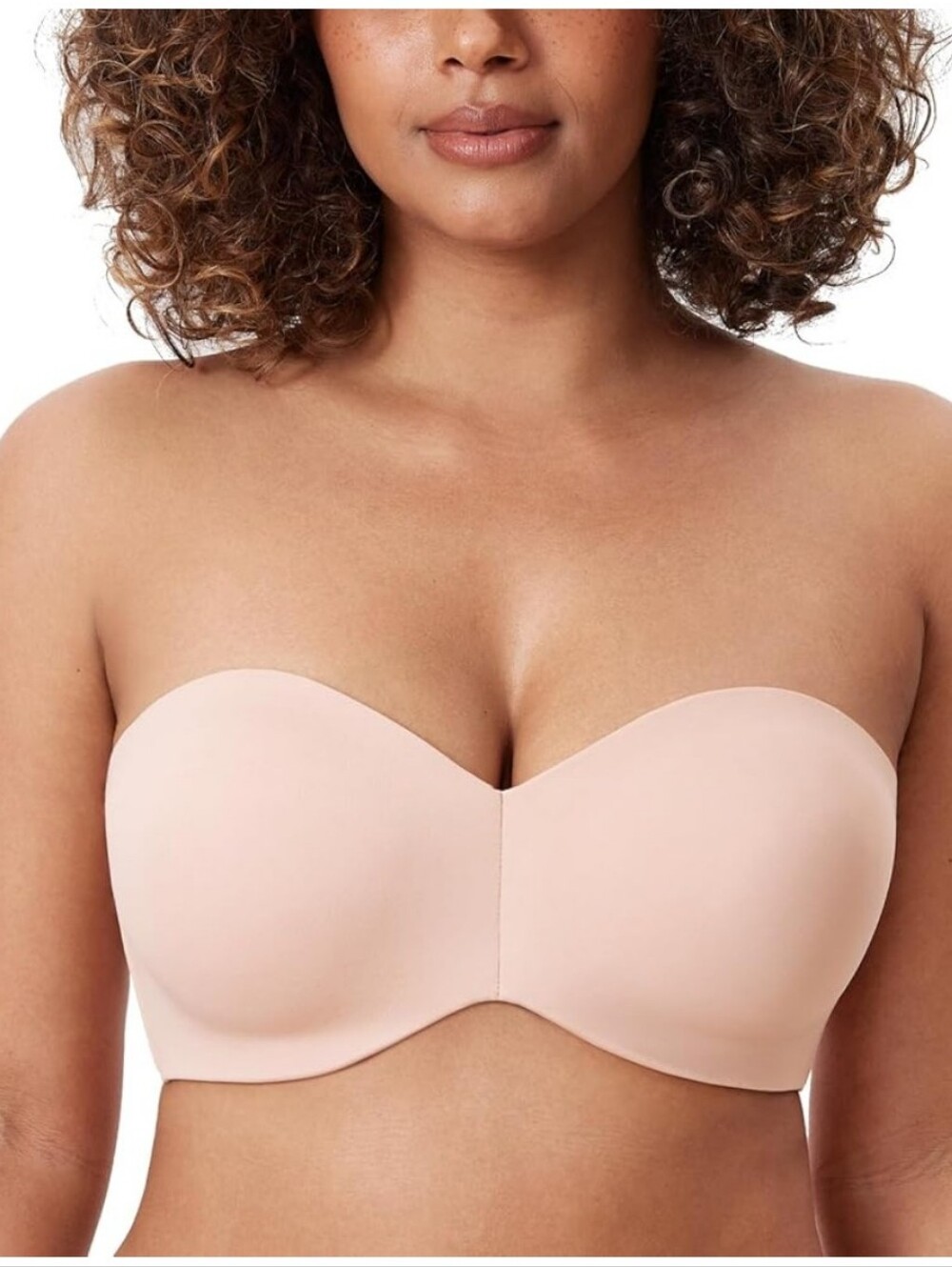 Delimira Strapless Unlined Underwire Minimizer P/S Support Bra, 34D,Apricot Pink